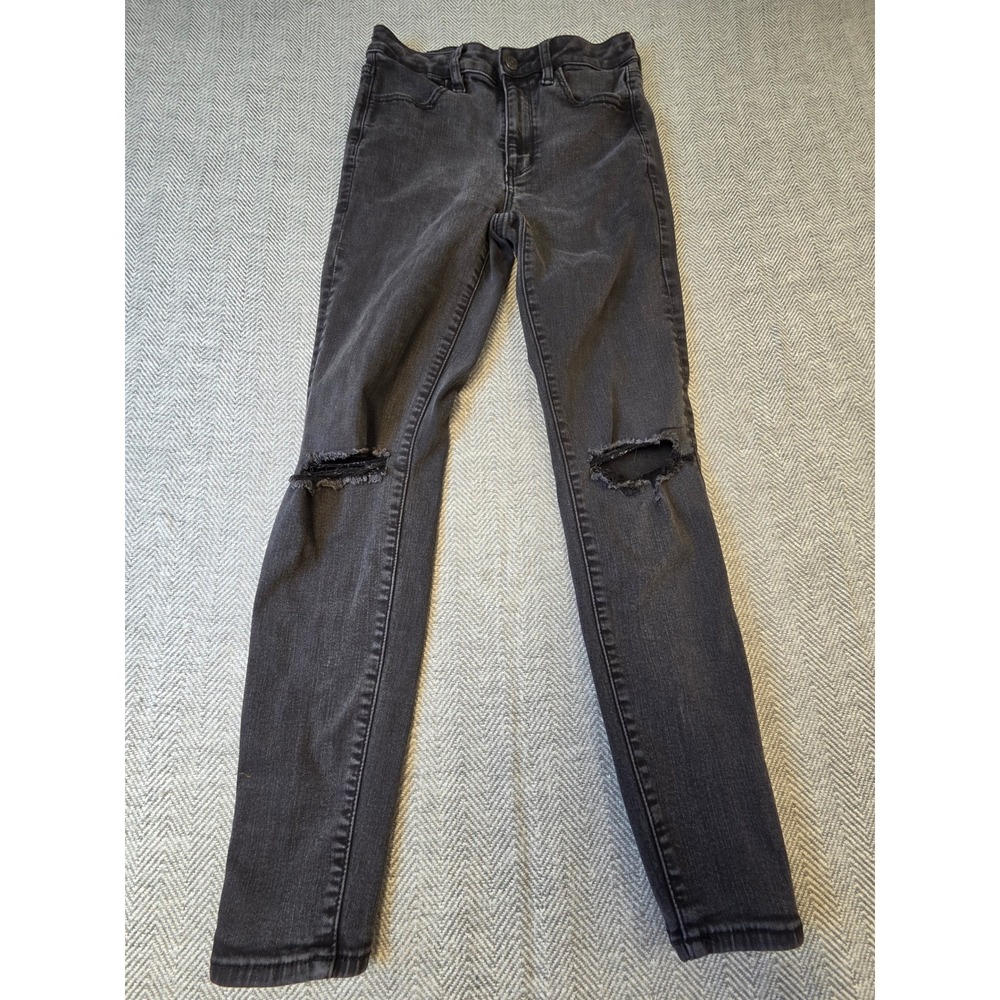 American Eagle Ne(x)t Level Stretch Jegging Jeans Women 6 Black High Rise Ripped